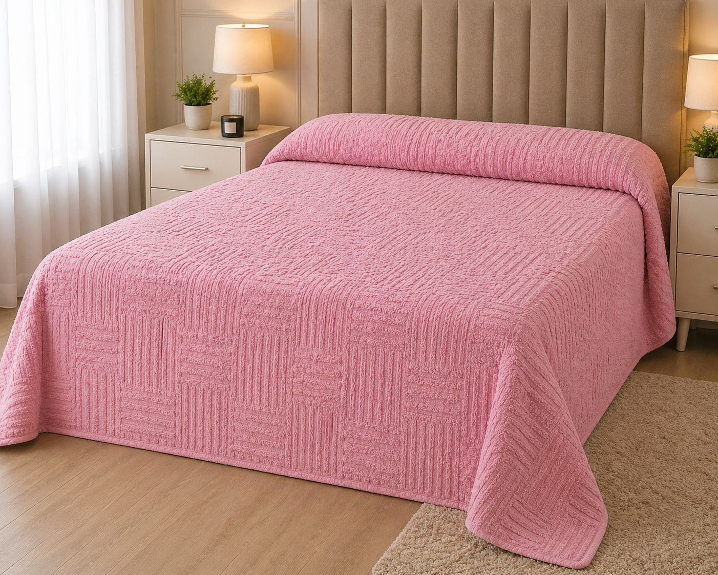 Frotir prekrivač roze