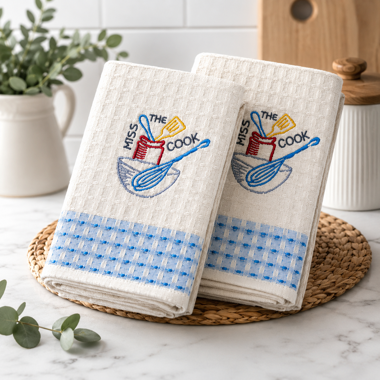 Kuhinjske krpe set 2 kom – Miss the Cook, 100% pamuk, 50x70