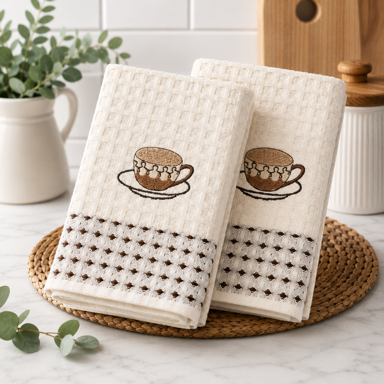 Kuhinjske krpe set 2 kom – Šoljica, 100% pamuk, 50x70